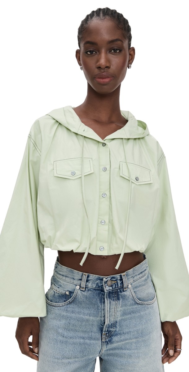Sea Sullivan Sportswear Hooded Bubble Blouse Seafoam