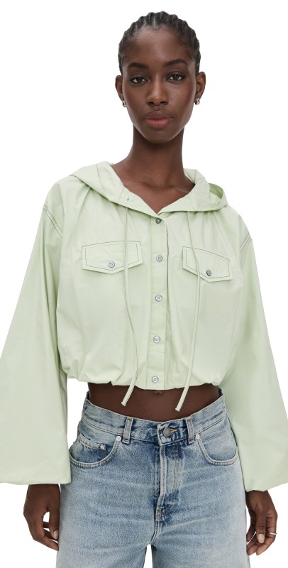 Sea Sullivan Sportswear Hooded Bubble Blouse Seafoam