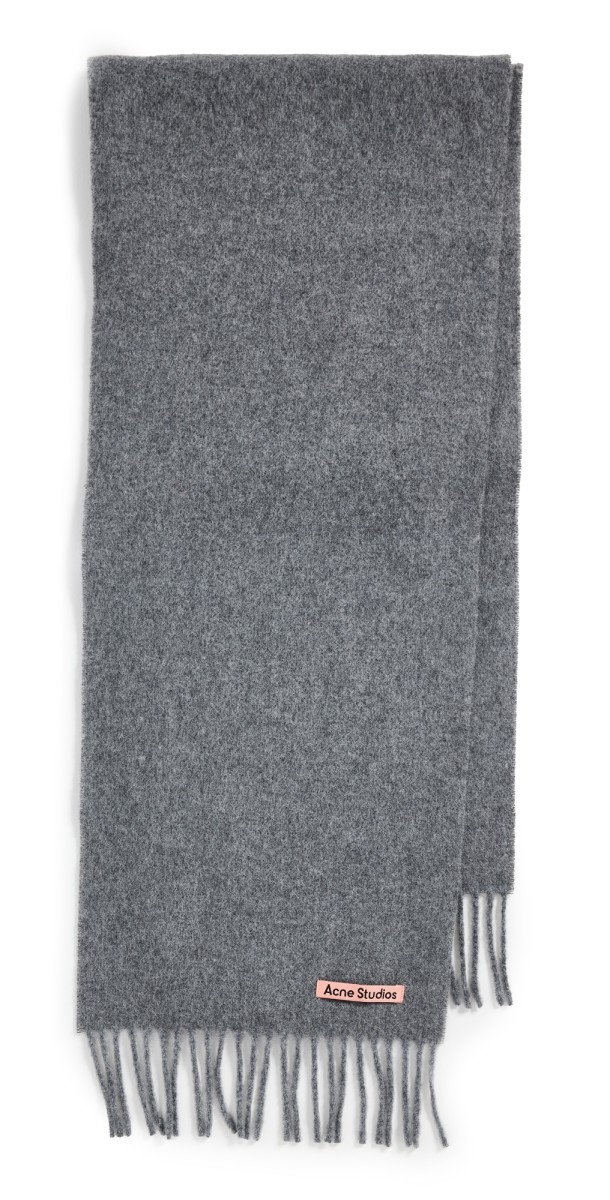 Acne Studios Canada Skinny Wool Scarf Grey Melang