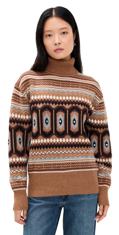 ALIGNE Christine Fair Isle Sweater Brown