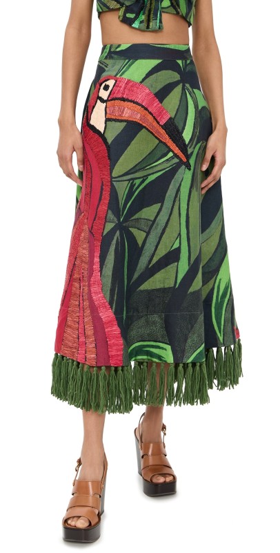 FARM Rio Coconut Tree Flow Embroidered Skirt Coconut Tree Flow Multicolor