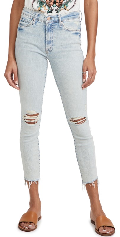 MOTHER The Stunner Zip Ankle Step Fray Jeans Rolling In The Bushes