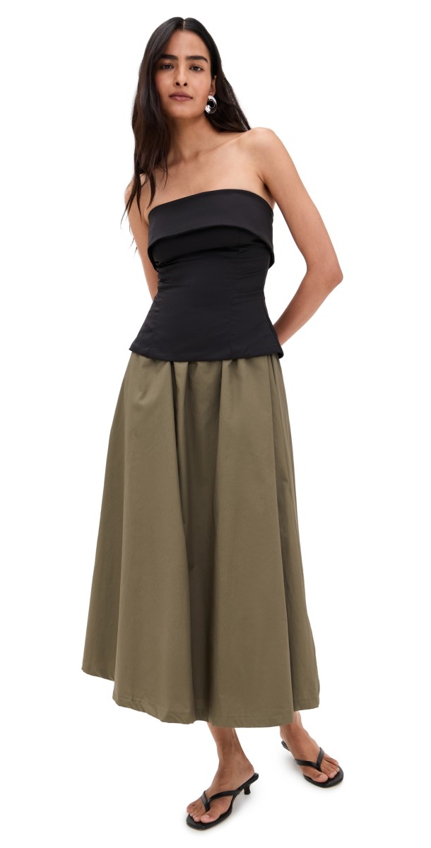 En Saison Arden Mixed Media Dress Black Olive