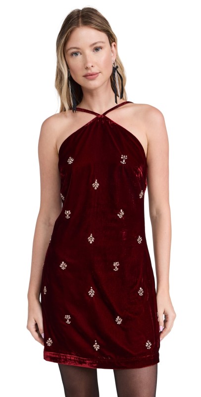 MISA Camille Velvet Dress Garnet Velvet