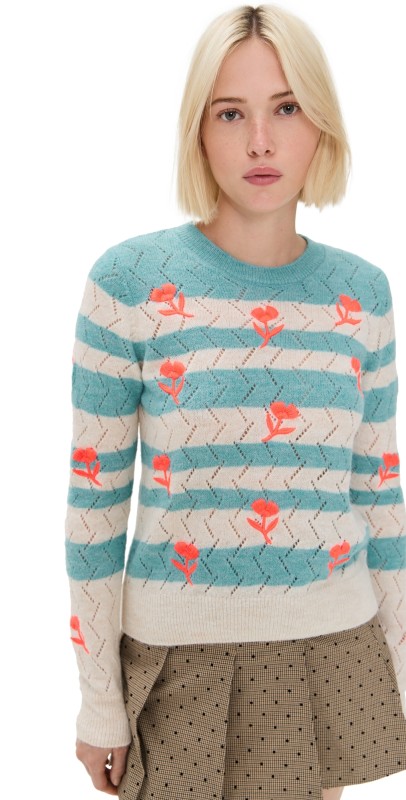 ESSENTIEL ANTWERP Hinkel Embroidered Pullover Neptune Green