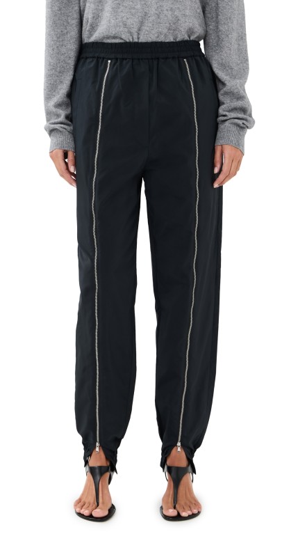 Tibi Nylon Zipper Joggers Black