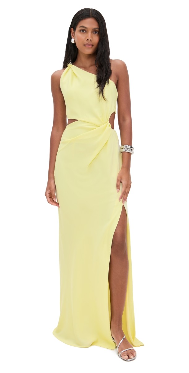 MISHA The Kristin Satin Dress Soft Lime