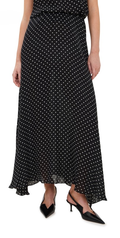 WARDROBE. NYC Flared Skirt Black Polka Dot