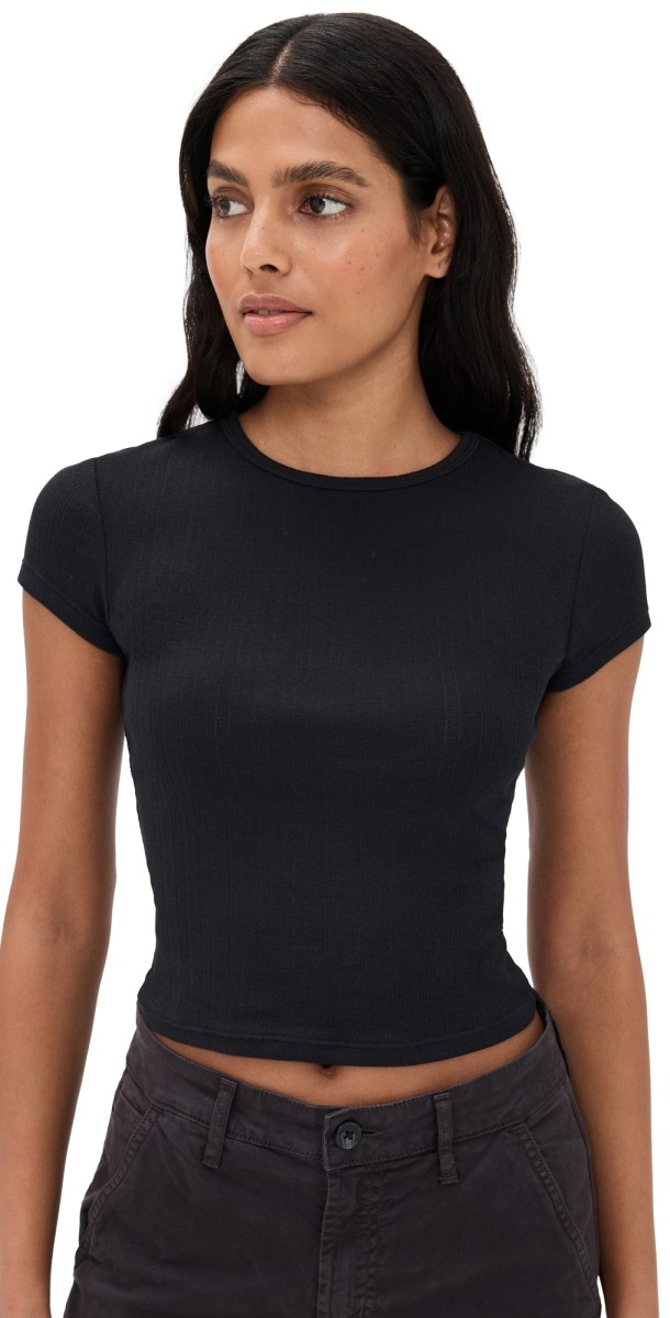 Free People Wait A Minute Baby Tee Anthracite