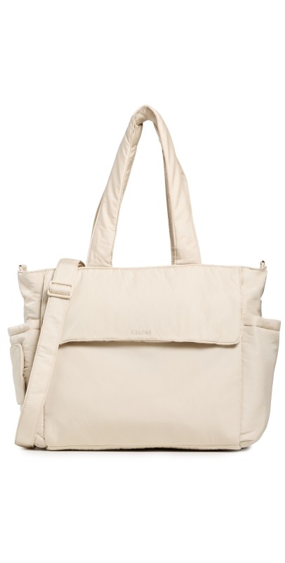 CALPAK Diaper Tote Bag with Laptop Sleeve Oatmeal