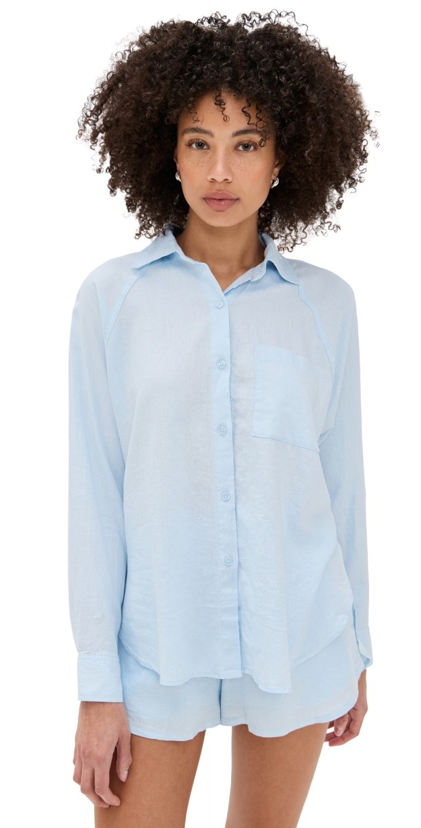 Z Supply Perfect Linen Top Salt Water