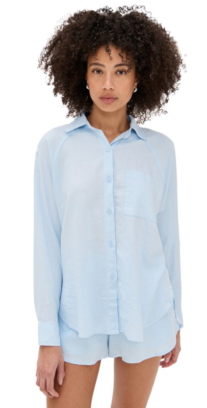 Z Supply Perfect Linen Top Salt Water