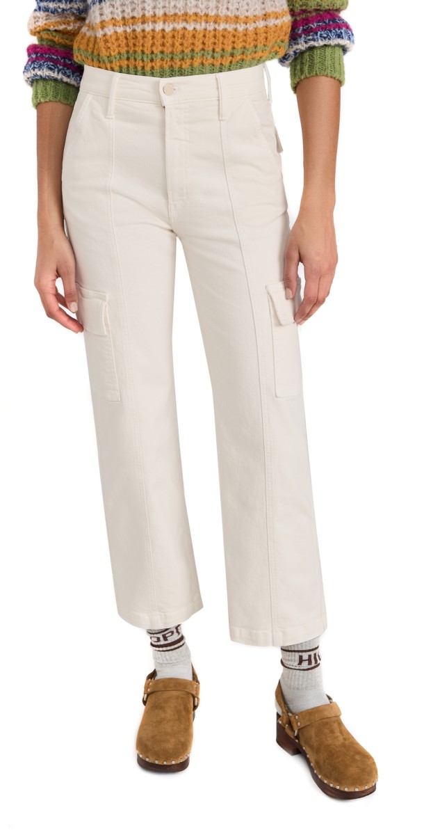 MOTHER The Rambler Cargo Ankle Jeans Cream Puffs