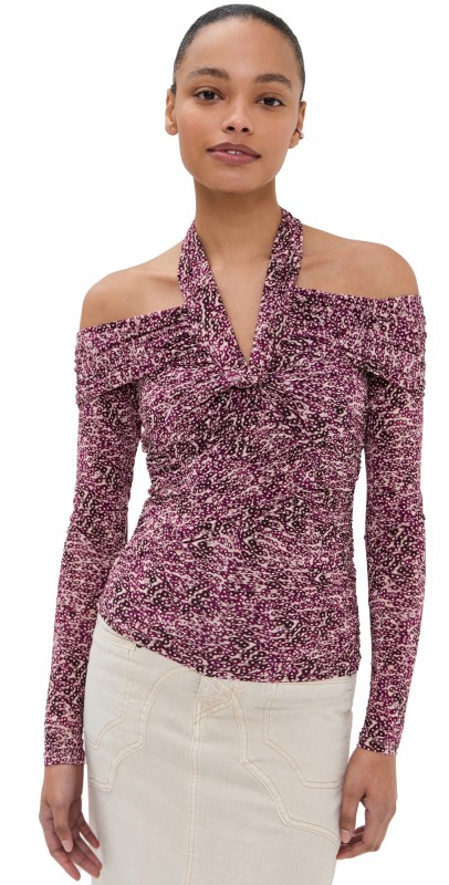 Isabel Marant Vonda Top Purple/Ecru