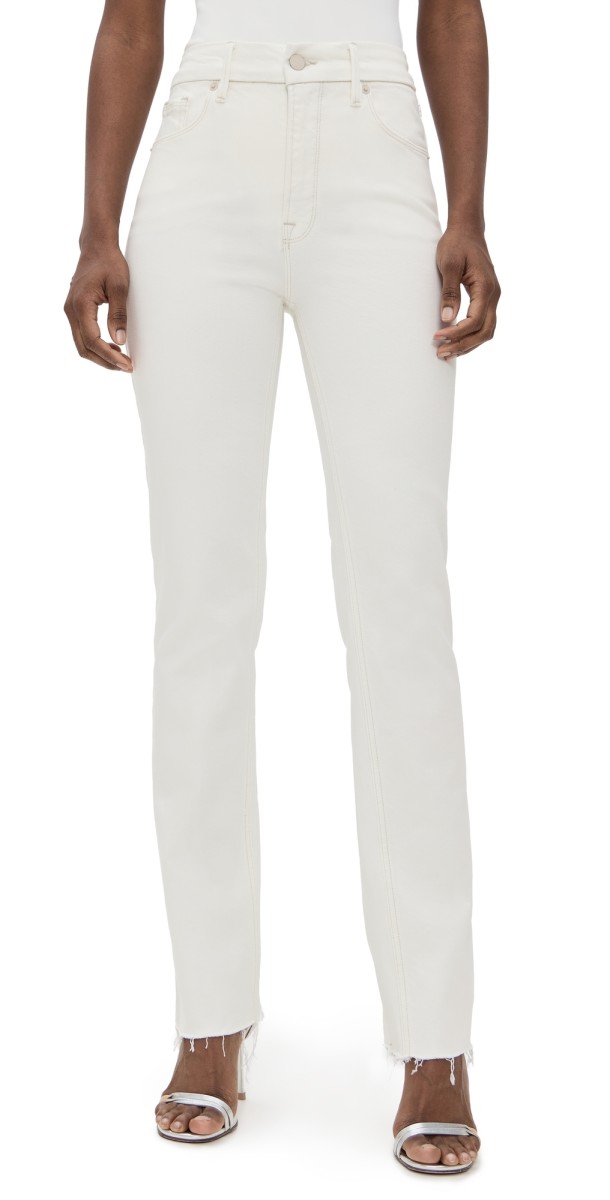 Good American Soft Tech Good Icon Straight Jeans Cloud White001