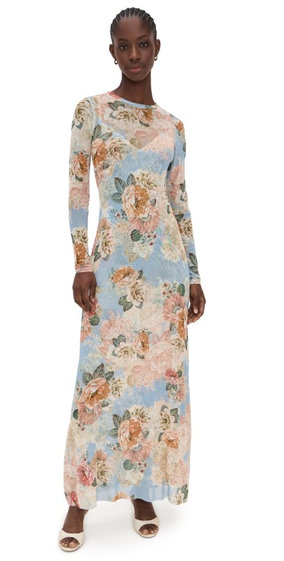 AFRM Paola Dress Soft Slate Bloom