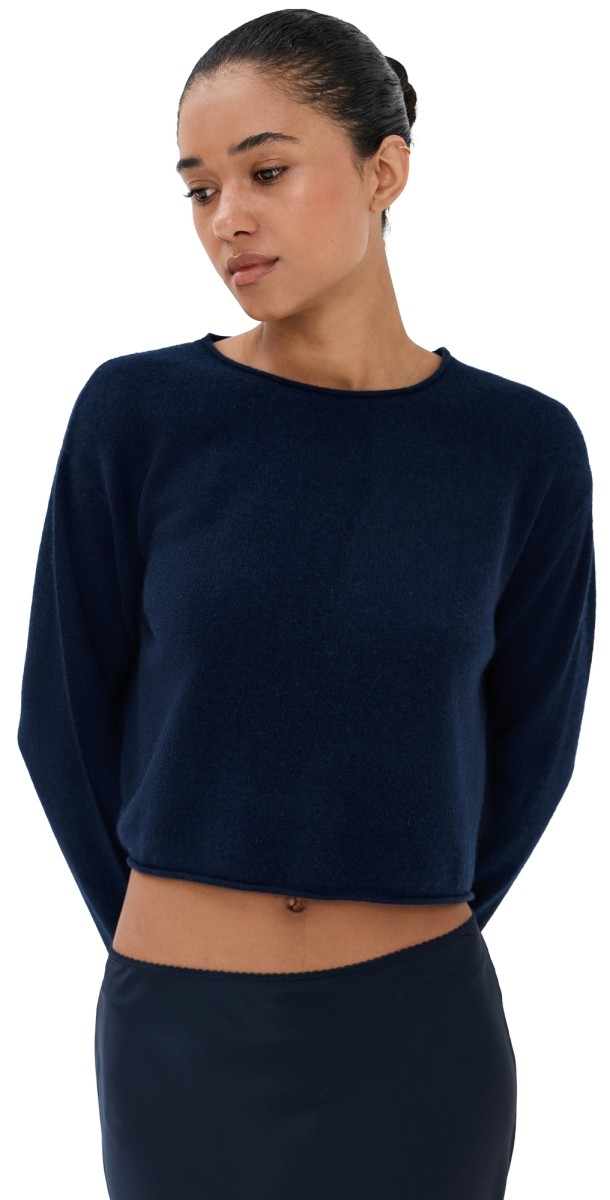 Sablyn Lance Cashmere Cropped Pullover Midnight Navy