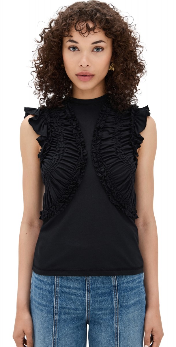 Ulla Johnson Val Sleeveless Ruffled Top Pristine