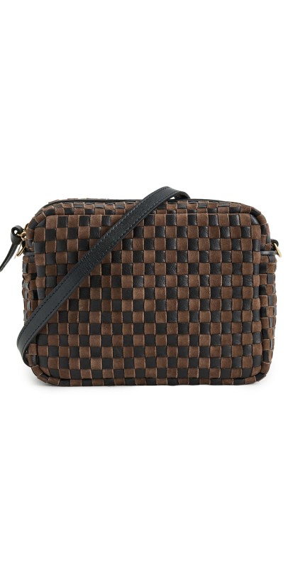 Clare V. Midi Crossbody Woven Bag Black/Chocolat
