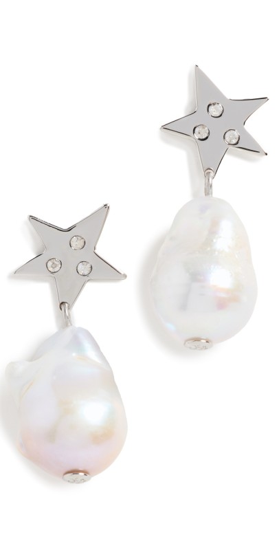 Tory Burch Star Pearl Drop Earrings Tory Silver/Pearl/Crystal