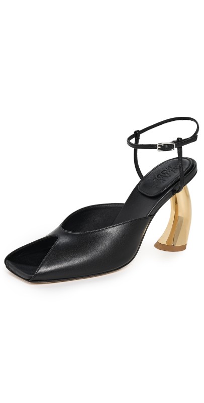 A. W.A. K.E. MODE Giustine Sandals Black