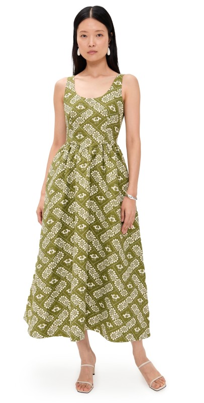 Hunter Bell Maddy Dress Legacy Jacquard Olive