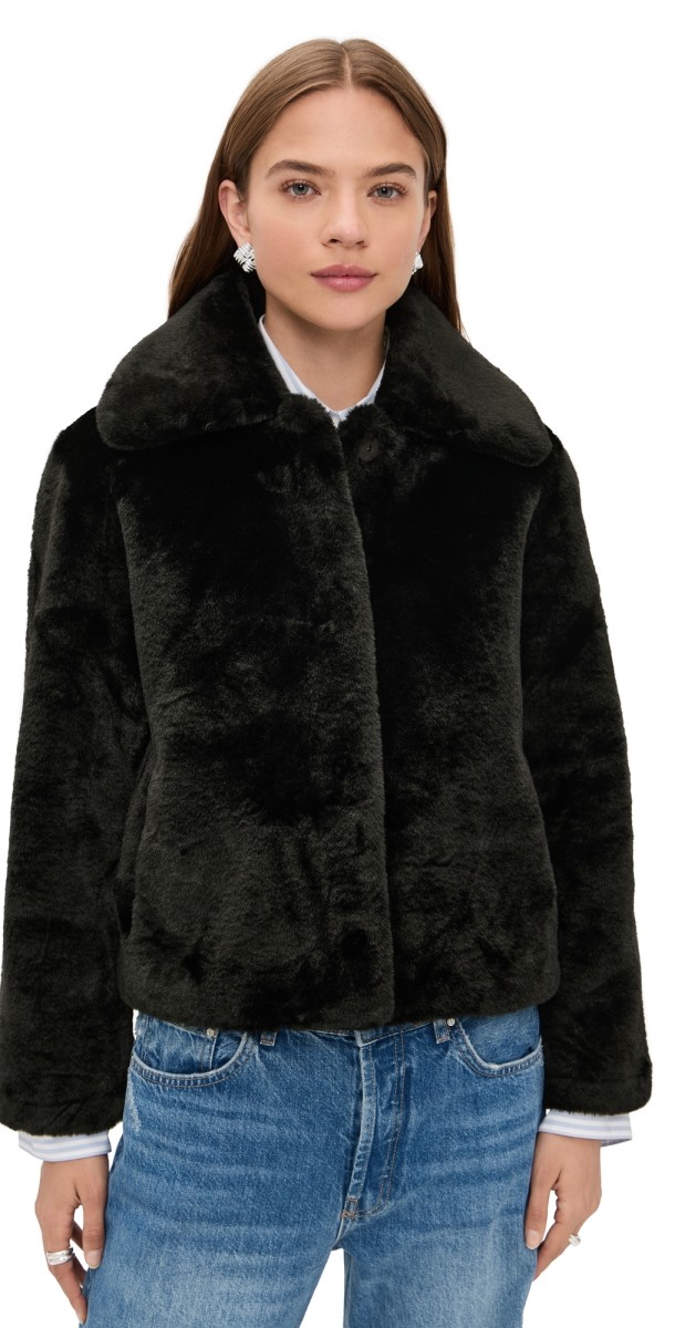 Apparis Elis Faux Fur Coat Noir