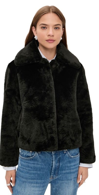 Apparis Elis Faux Fur Coat Noir
