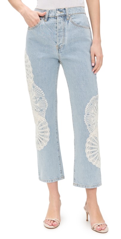 FRAME The Crochet Vertical Crop Jeans Wisp