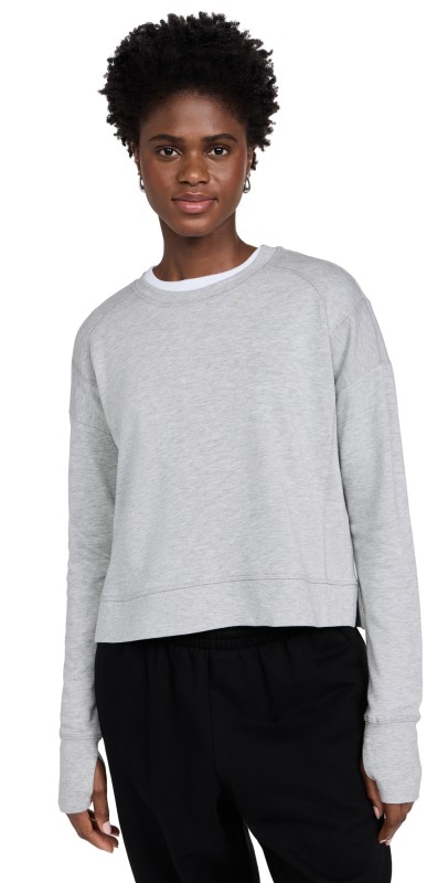 Sweaty Betty After Class Crop Sweatshirt Light Grey Marl