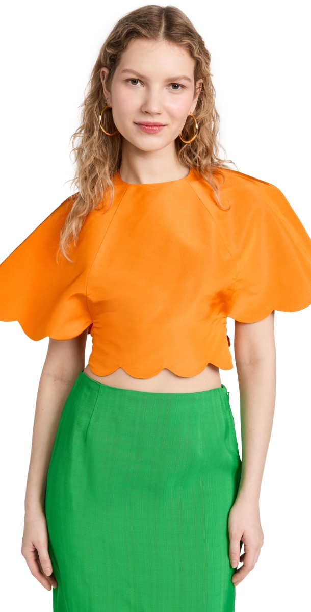 Rosie Assoulin Tie Me Up Buttercup Top Clementine