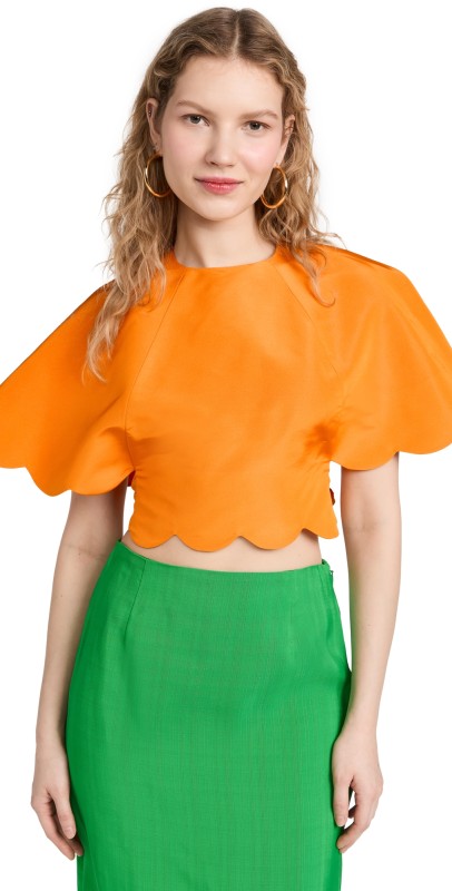 Rosie Assoulin Tie Me Up Buttercup Top Clementine