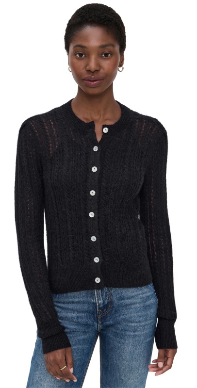 Madewell Pointelle-Stitch Cardigan in Alpaca Blend Navy