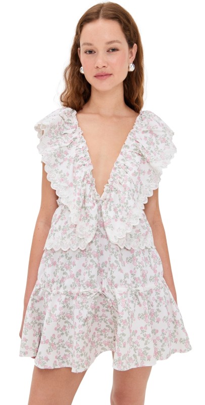 Coperni Twisted Princess Dress Print Flowers White