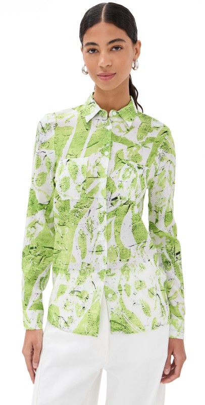 Stella Jean Printed Button Up Lime Floral