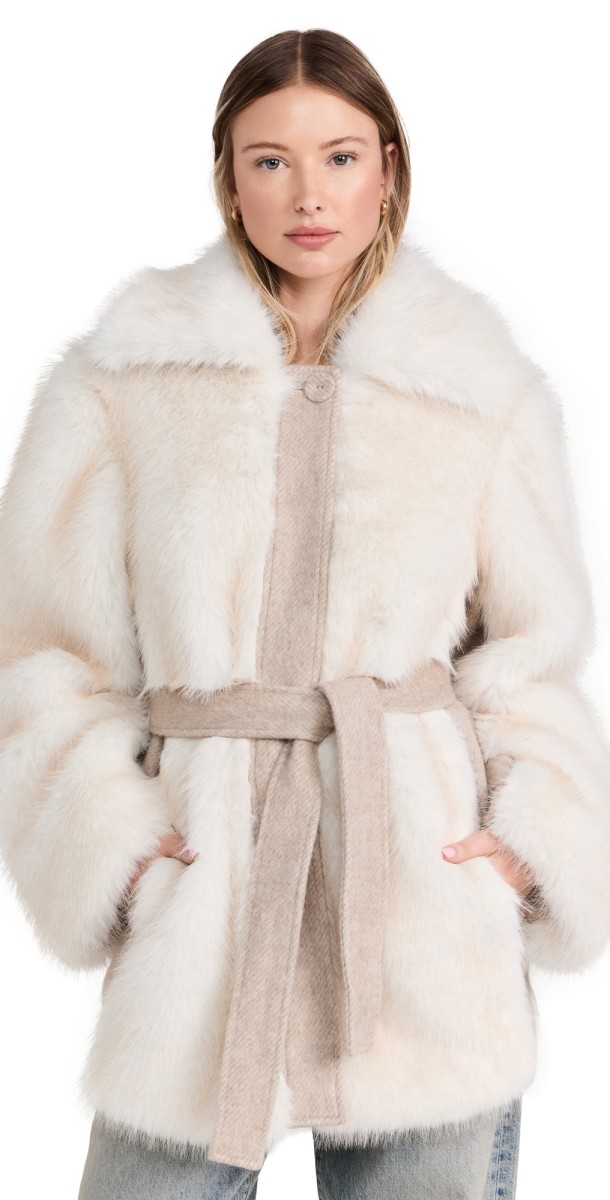 La Ligne Faux Fur Coat Oat
