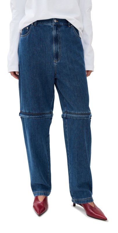 Tibi Lars Denim Convertible Zip Jeans Classic Blue