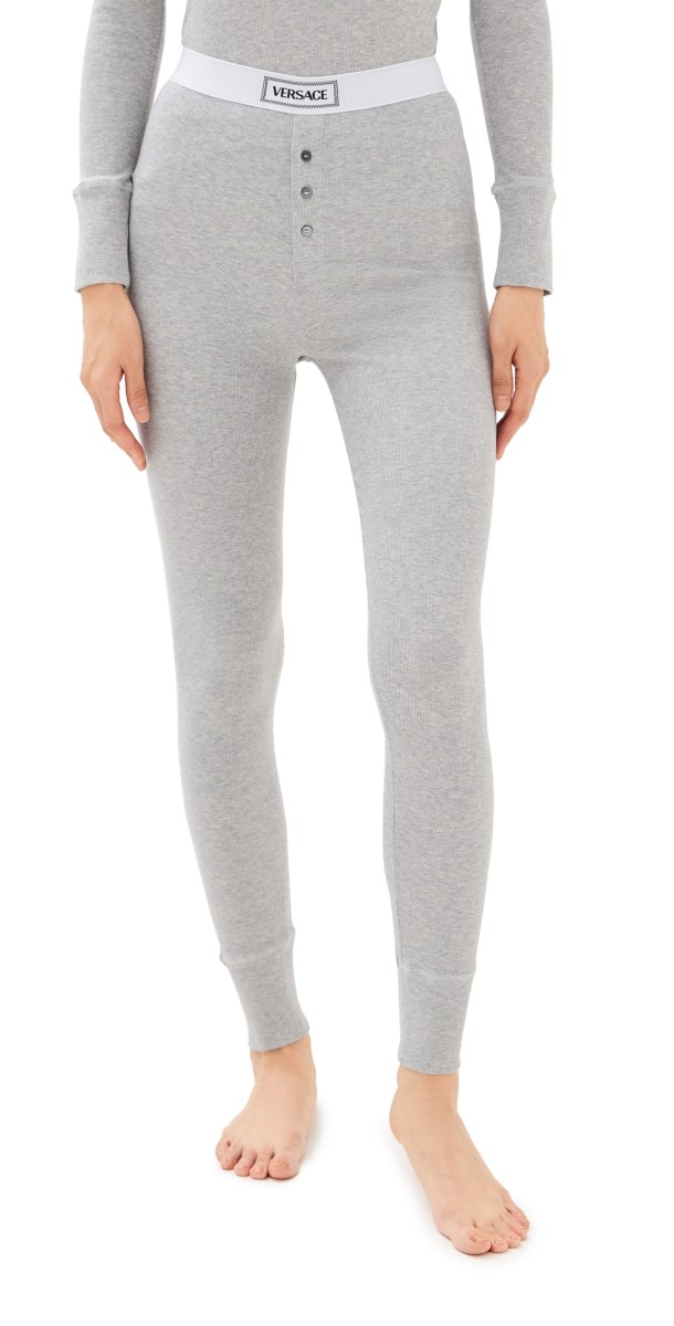 Versace Underwear Cotton Rib Pants Grey Melanges