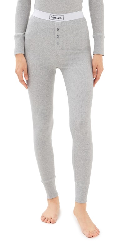 Versace Underwear Cotton Rib Pants Grey Melanges