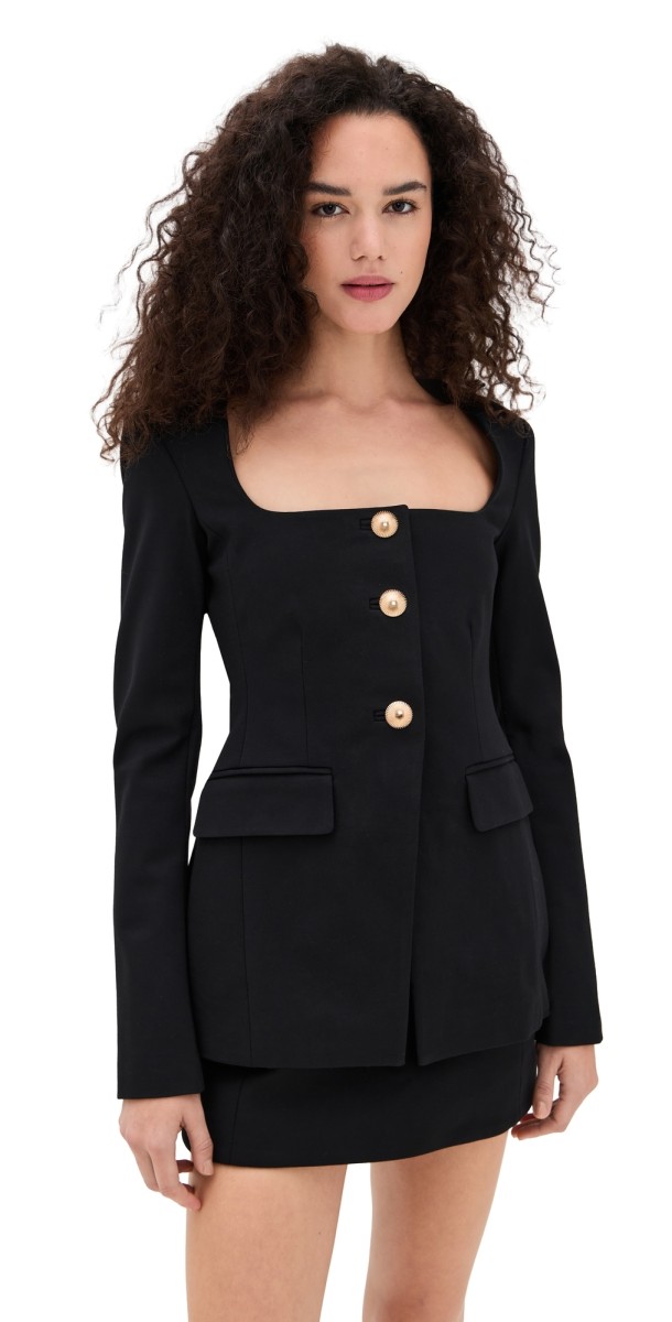 Good American Soft Stretch Ponte Sculpted Blazer Black001