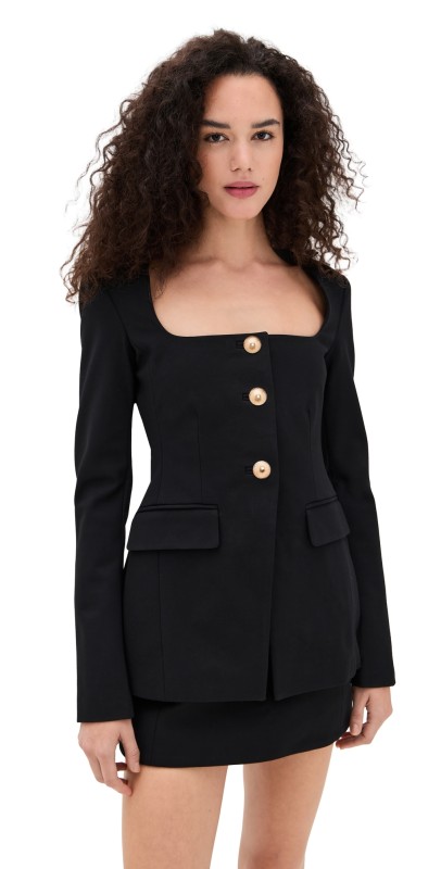 Good American Soft Stretch Ponte Sculpted Blazer Black001