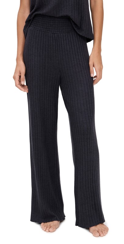 Z Supply Dawn Smocked Rib Pants Black Sand