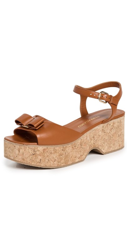 FERRAGAMO Selna Sandals Cognac Lamb