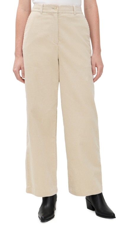 DUNST Semi-Wide Corduroy Slacks Cream