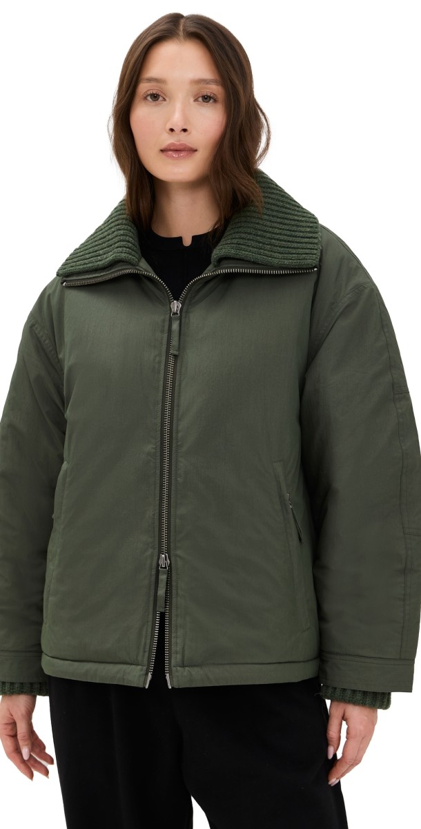Proenza Schouler White Label Veronica Coat in Parachute Cotton Dark Spruce