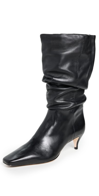 Reformation Rosie Mid Shaft Boots Black Leather