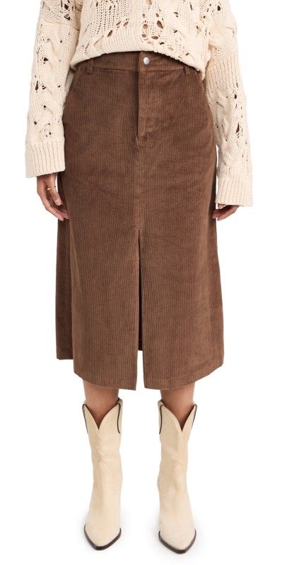 Sea Cooper Corduroy Skirt Brown