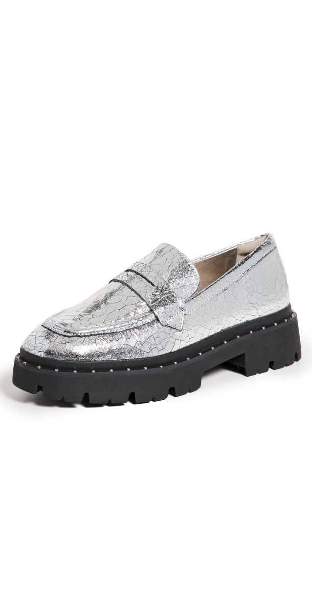 Schutz Christie Stud Loafers Prata