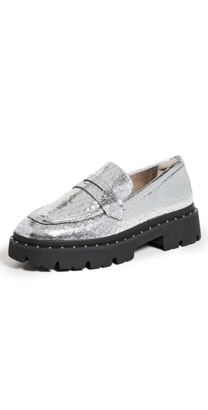 Schutz Christie Stud Loafers Prata