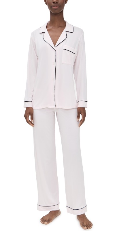 Eberjey Gisele The Long Pajama Set Sorbet Pink/Black